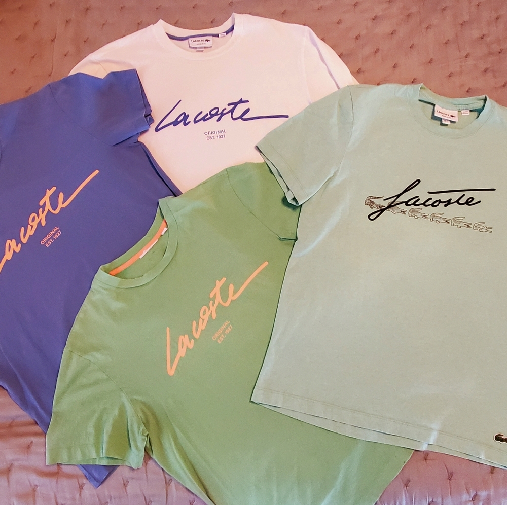 4 Lacoste Logo T-Shirt Bundle in Spring and Summer Colors Medium